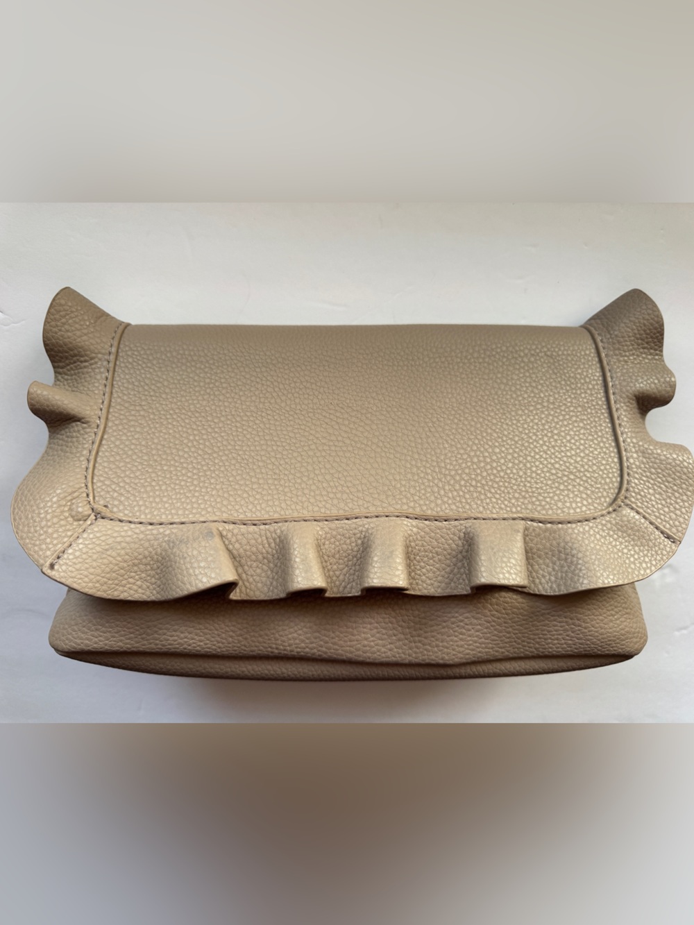 Faux Leather Beige Clutch Purse Bag Magnetic Closure